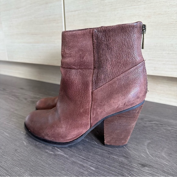 Brown Leather Ankle Bootie Boot - Picture 3 of 5